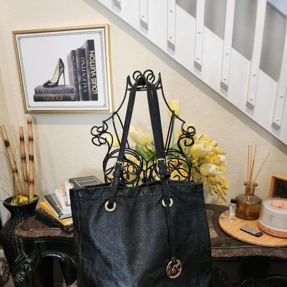 Michael Kors black leather tote bag